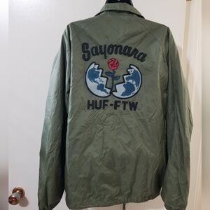 HUF Sayonara Coach Jacket Olive Green Graphic Size M